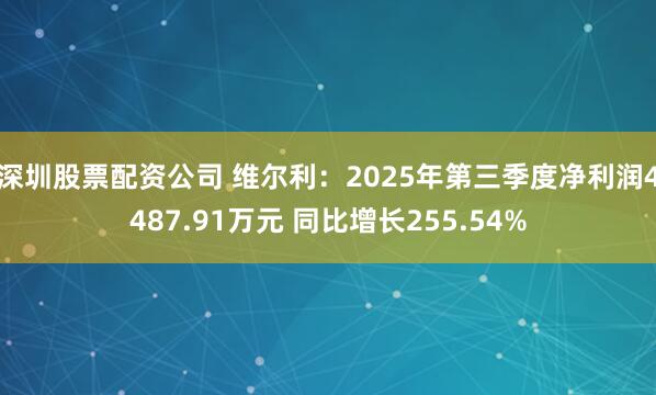 深圳股票配资公司 维尔利：2025年第三季度净利润4487.91万元 同比增长255.54%
